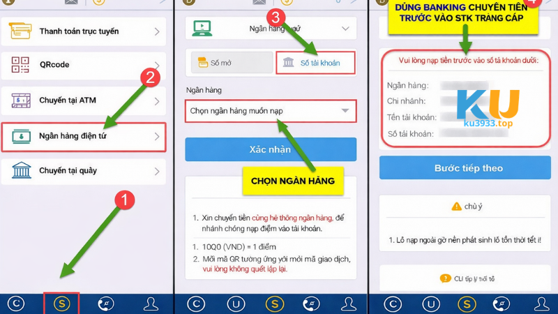 Nạp tiền Kubet bằng chuyển khoản ngân hàng